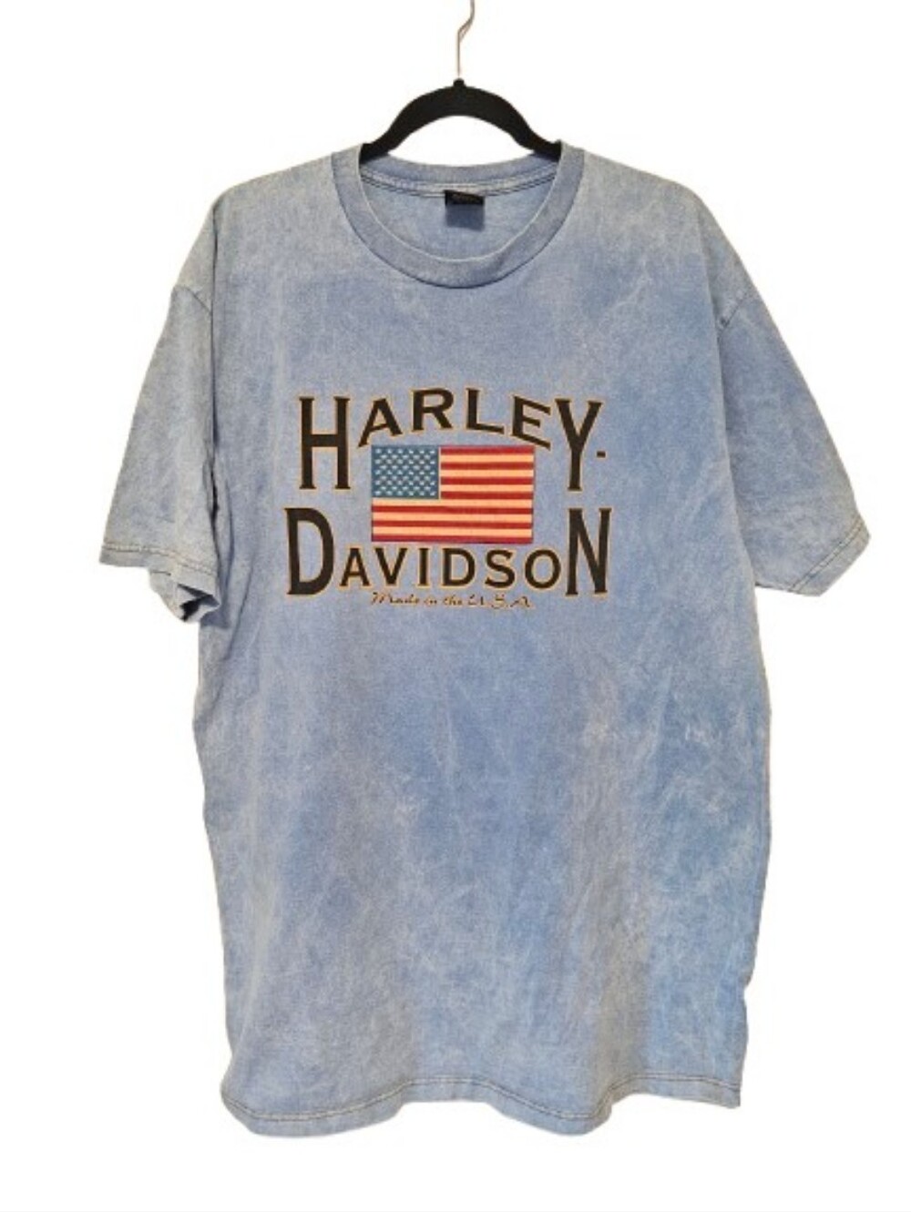 Harley-Davidson Light Blue Short Sleeve Tee with Flag  Black Hills SD Size XL
